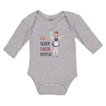 Long Sleeve Bodysuit Baby Eat. Sleep. Cheer. Repeat. Girl Cheering Cotton - Cute Rascals