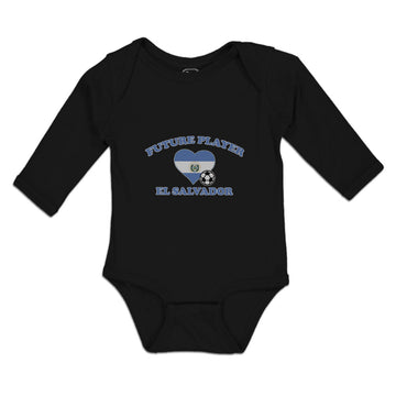 Long Sleeve Bodysuit Baby Future El Salvador Heart Flag Sports Ball Cotton