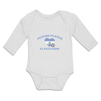 Long Sleeve Bodysuit Baby Future El Salvador Heart Flag Sports Ball Cotton - Cute Rascals