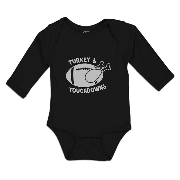 Long Sleeve Bodysuit Baby Turkey Touchdowns Sport Chicken Silhouette Cotton