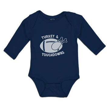 Long Sleeve Bodysuit Baby Turkey Touchdowns Sport Chicken Silhouette Cotton