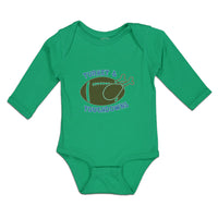 Long Sleeve Bodysuit Baby Turkey & Touchdown Sports Rugby Ball with Chicken