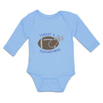 Long Sleeve Bodysuit Baby Turkey & Touchdown Sports Rugby Ball with Chicken