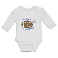 Long Sleeve Bodysuit Baby Turkey & Touchdown Sports Rugby Ball with Chicken