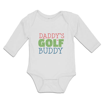 Long Sleeve Bodysuit Baby Daddy's Golf Buddy with Grass Sports Flag Cotton