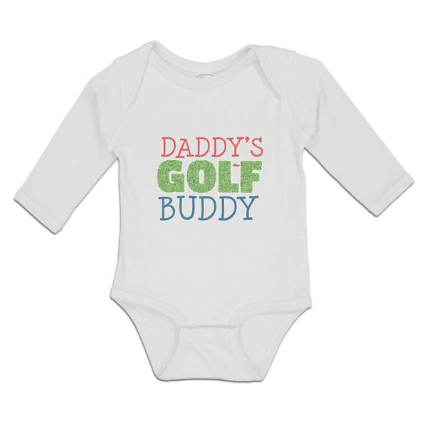 Long Sleeve Bodysuit Baby Daddy's Golf Buddy with Grass Sports Flag Cotton - Cute Rascals