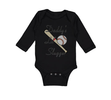 Long Sleeve Bodysuit Baby Daddy's Lil' Slugger Baseball Dad Father's Day Cotton