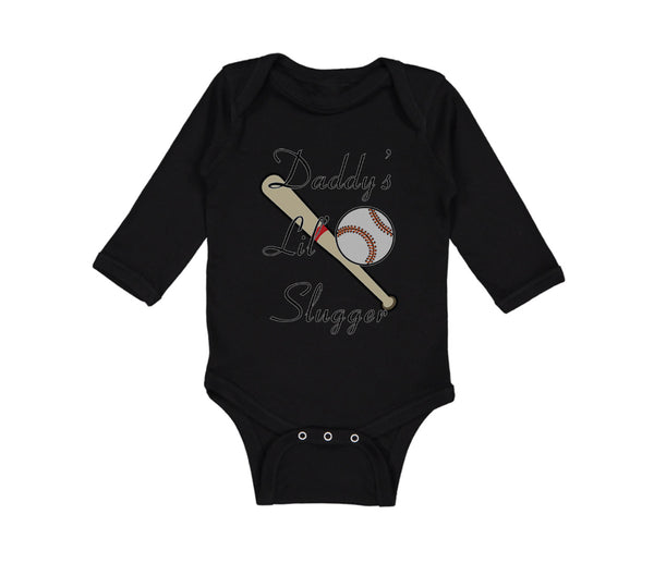 Long Sleeve Bodysuit Baby Daddy's Lil' Slugger Baseball Dad Father's Day Cotton - Cute Rascals