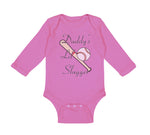 Long Sleeve Bodysuit Baby Daddy's Lil' Slugger Baseball Dad Father's Day Cotton - Cute Rascals