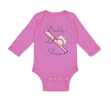 Long Sleeve Bodysuit Baby Daddy's Lil' Slugger Baseball Dad Father's Day Cotton