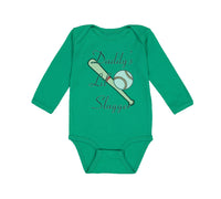 Long Sleeve Bodysuit Baby Daddy's Lil' Slugger Baseball Dad Father's Day Cotton - Cute Rascals