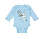 Long Sleeve Bodysuit Baby Daddy's Lil' Slugger Baseball Dad Father's Day Cotton - Cute Rascals