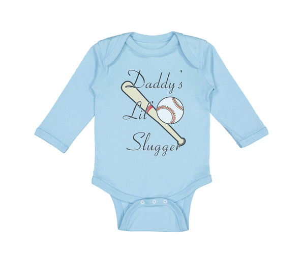 Long Sleeve Bodysuit Baby Daddy's Lil' Slugger Baseball Dad Father's Day Cotton - Cute Rascals