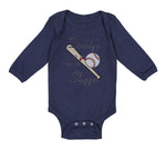 Long Sleeve Bodysuit Baby Daddy's Lil' Slugger Baseball Dad Father's Day Cotton - Cute Rascals