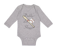 Long Sleeve Bodysuit Baby Daddy's Lil' Slugger Baseball Dad Father's Day Cotton - Cute Rascals