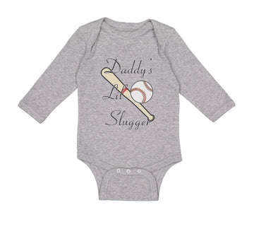 Long Sleeve Bodysuit Baby Daddy's Lil' Slugger Baseball Dad Father's Day Cotton