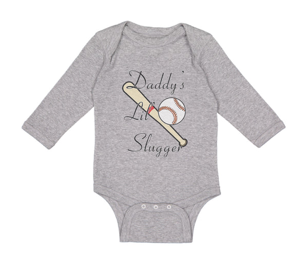 Long Sleeve Bodysuit Baby Daddy's Lil' Slugger Baseball Dad Father's Day Cotton - Cute Rascals