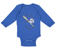 Long Sleeve Bodysuit Baby Daddy's Lil' Slugger Baseball Dad Father's Day Cotton - Cute Rascals