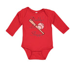 Long Sleeve Bodysuit Baby Daddy's Lil' Slugger Baseball Dad Father's Day Cotton - Cute Rascals