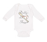 Long Sleeve Bodysuit Baby Daddy's Lil' Slugger Baseball Dad Father's Day Cotton - Cute Rascals