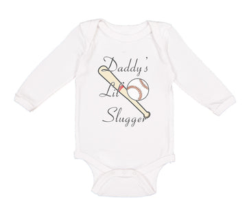 Long Sleeve Bodysuit Baby Daddy's Lil' Slugger Baseball Dad Father's Day Cotton