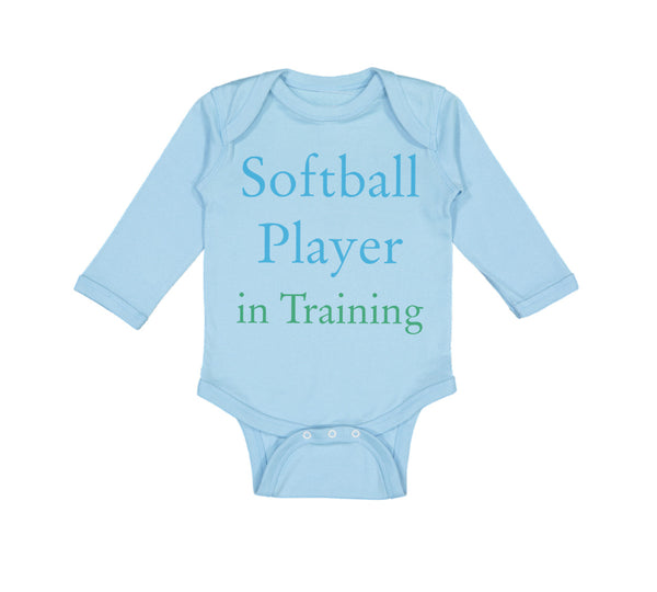 Long Sleeve Bodysuit Baby Softball Player in Training Boy & Girl Clothes Cotton