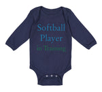 Long Sleeve Bodysuit Baby Softball Player in Training Boy & Girl Clothes Cotton