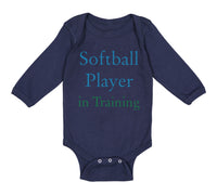 Long Sleeve Bodysuit Baby Softball Player in Training Boy & Girl Clothes Cotton