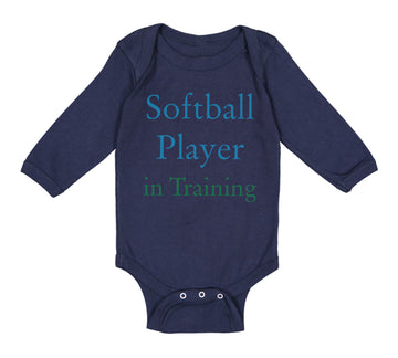 Long Sleeve Bodysuit Baby Softball Player in Training Boy & Girl Clothes Cotton