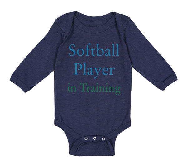 Long Sleeve Bodysuit Baby Softball Player in Training Boy & Girl Clothes Cotton