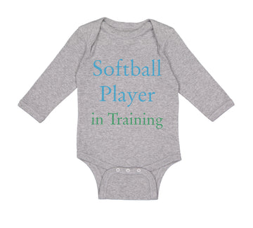 Long Sleeve Bodysuit Baby Softball Player in Training Boy & Girl Clothes Cotton