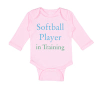 Long Sleeve Bodysuit Baby Softball Player in Training Boy & Girl Clothes Cotton