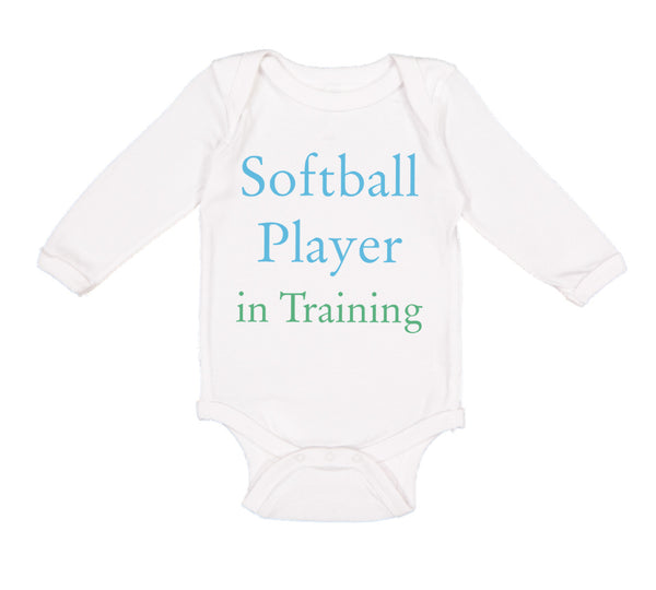 Long Sleeve Bodysuit Baby Softball Player in Training Boy & Girl Clothes Cotton