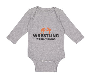 Long Sleeve Bodysuit Baby Wrestling It's in My Blood Wrestling Cotton