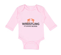 Long Sleeve Bodysuit Baby Wrestling It's in My Blood Wrestling Cotton