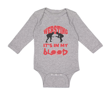 Long Sleeve Bodysuit Baby Wrestling Is in My Blood Sport Wrestling Style C