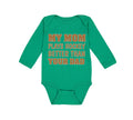 Long Sleeve Bodysuit Baby My Mom Plays Hockey Better than Your Dad Cotton