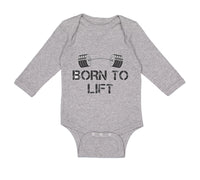 Long Sleeve Bodysuit Baby Born to Lift Gym Workout Boy & Girl Clothes Cotton - Cute Rascals