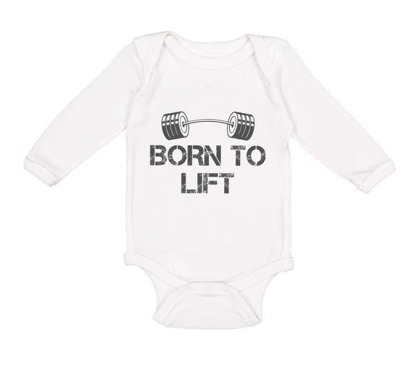 Long Sleeve Bodysuit Baby Born to Lift Gym Workout Boy & Girl Clothes Cotton - Cute Rascals