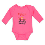 Long Sleeve Bodysuit Baby Daddy's New Racing Buddy with Kid Driving An Car - Cute Rascals