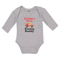 Long Sleeve Bodysuit Baby Daddy's New Racing Buddy with Kid Driving An Car - Cute Rascals