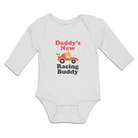 Long Sleeve Bodysuit Baby Daddy's New Racing Buddy with Kid Driving An Car - Cute Rascals