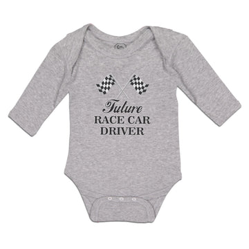 Long Sleeve Bodysuit Baby Future Race Car Driver Sports Flag with Checks Cotton