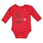 Long Sleeve Bodysuit Baby Eat. Sleep. Softball. Repeat. Sports Ball Cotton - Cute Rascals