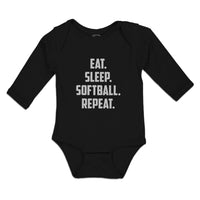 Long Sleeve Bodysuit Baby Eat. Sleep. Softball. Repeat. Boy & Girl Clothes - Cute Rascals
