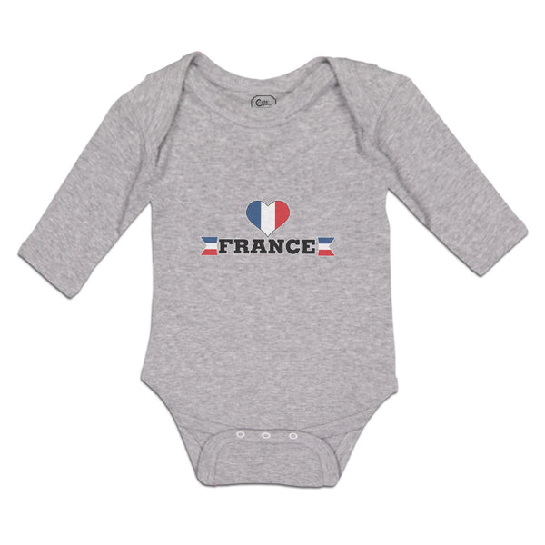 Long Sleeve Bodysuit Baby An Heart France Flag Boy & Girl Clothes Cotton - Cute Rascals