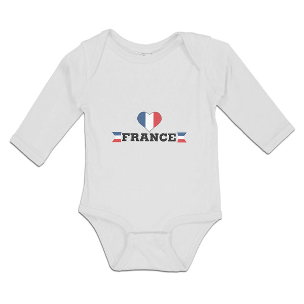 Long Sleeve Bodysuit Baby An Heart France Flag Boy & Girl Clothes Cotton - Cute Rascals