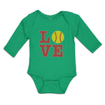 Long Sleeve Bodysuit Baby Love Sports Baseball Ball Boy & Girl Clothes Cotton