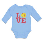 Long Sleeve Bodysuit Baby Love Sports Baseball Ball Boy & Girl Clothes Cotton