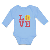 Long Sleeve Bodysuit Baby Love Sports Baseball Ball Boy & Girl Clothes Cotton